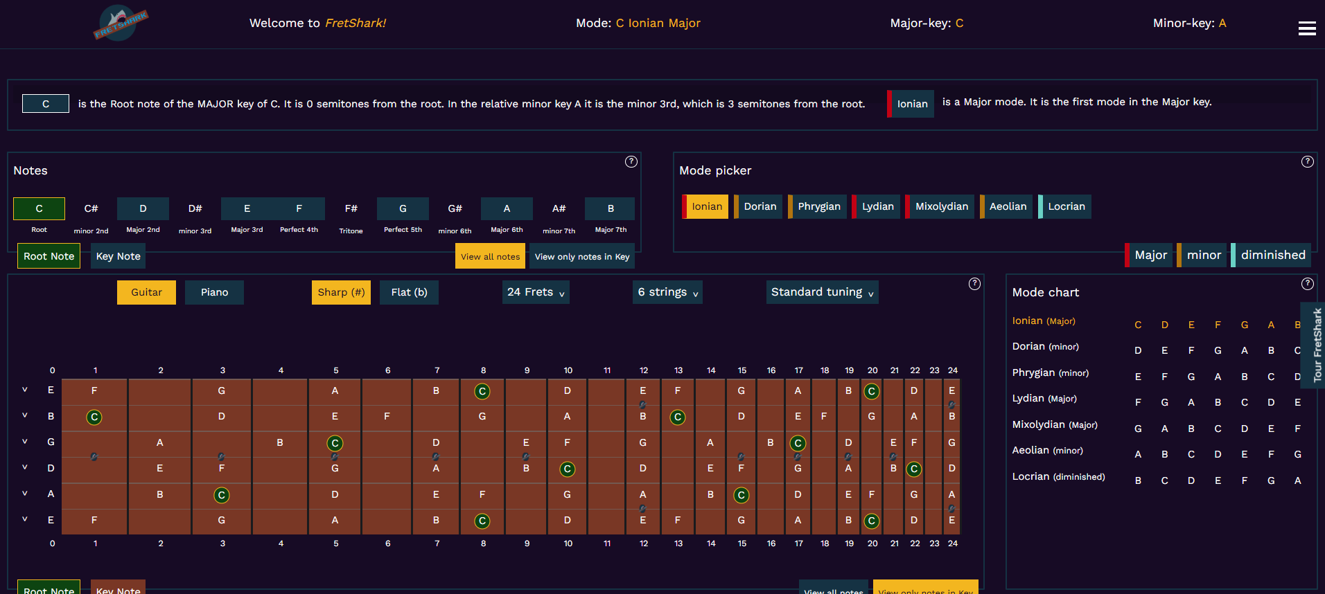 Screenshot of the FretShark app.